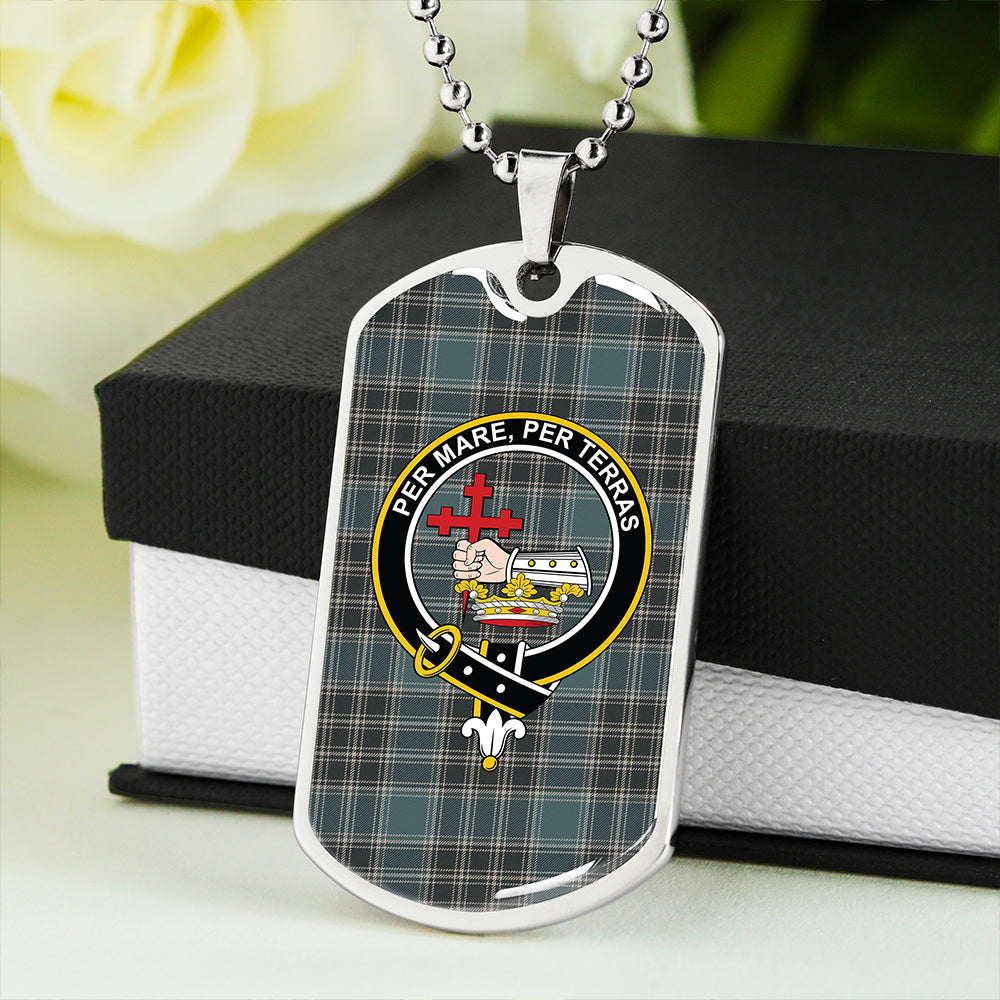 MacDonald of the Isles Hunting #2 (Donald of the Isles Hunting #2) Weathered Clan Badge Classic Tartan Dog Tag Necklace