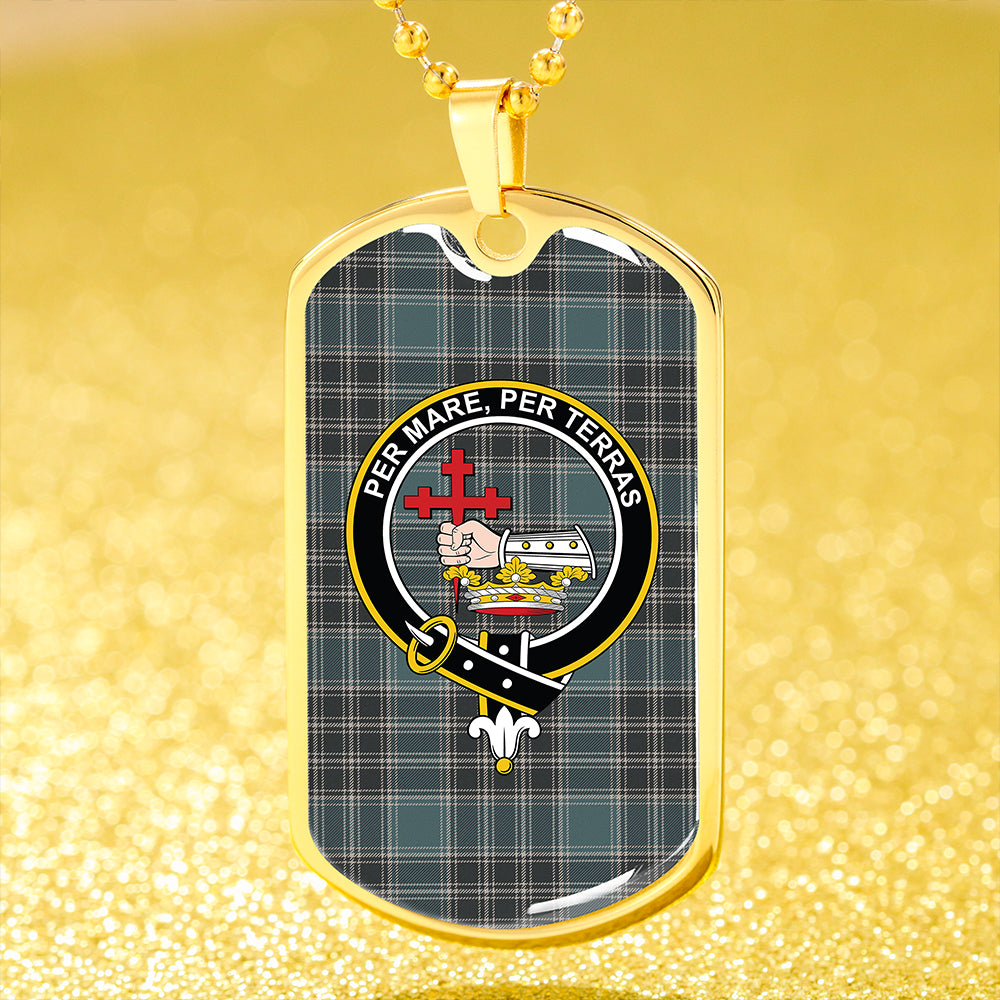 MacDonald of the Isles Hunting #2 (Donald of the Isles Hunting #2) Weathered Clan Badge Classic Tartan Dog Tag Necklace