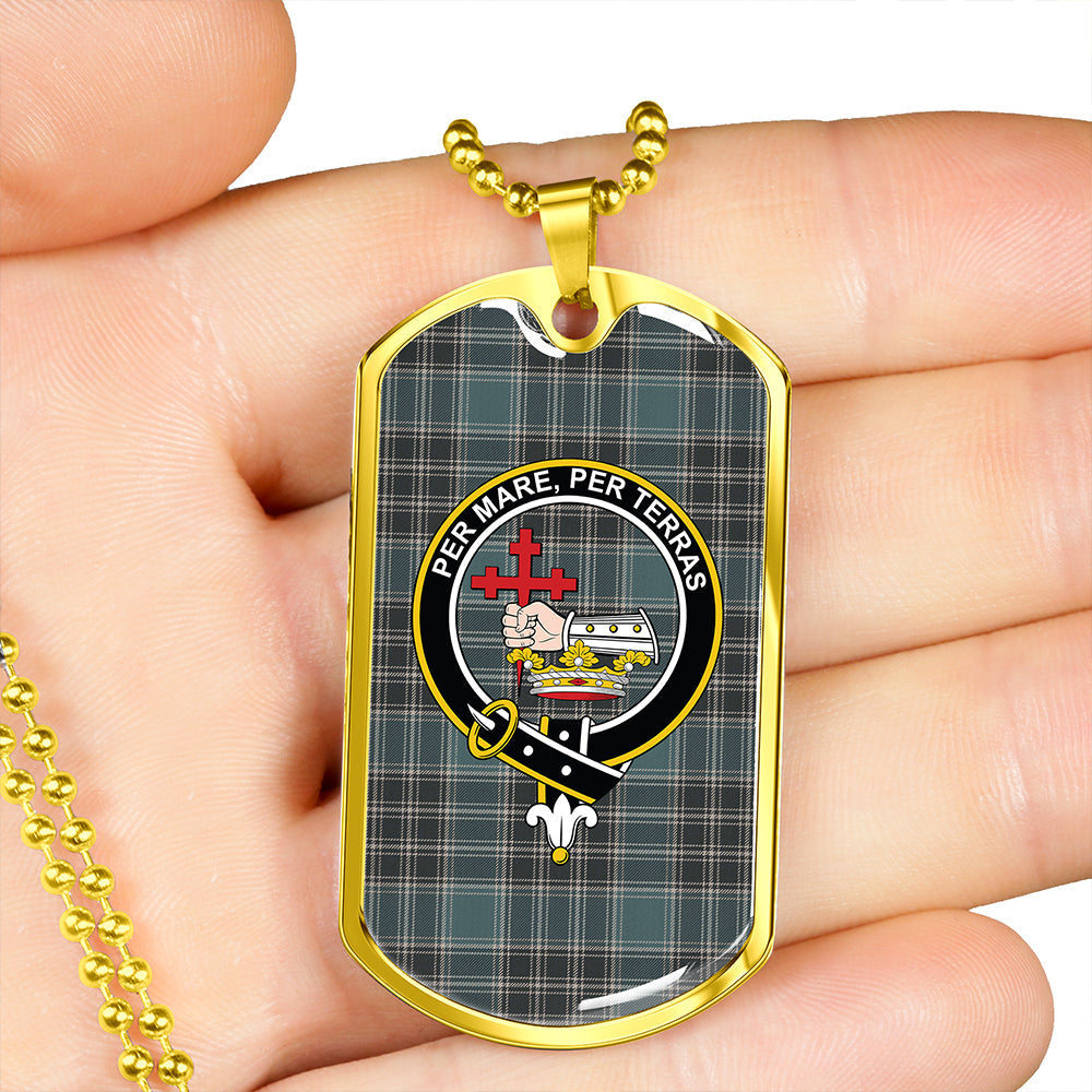 MacDonald of the Isles Hunting #2 (Donald of the Isles Hunting #2) Weathered Clan Badge Classic Tartan Dog Tag Necklace