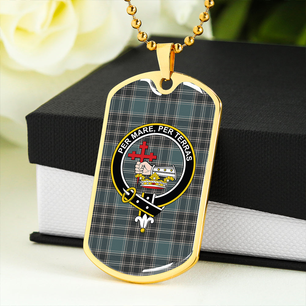MacDonald of the Isles Hunting #2 (Donald of the Isles Hunting #2) Weathered Clan Badge Classic Tartan Dog Tag Necklace