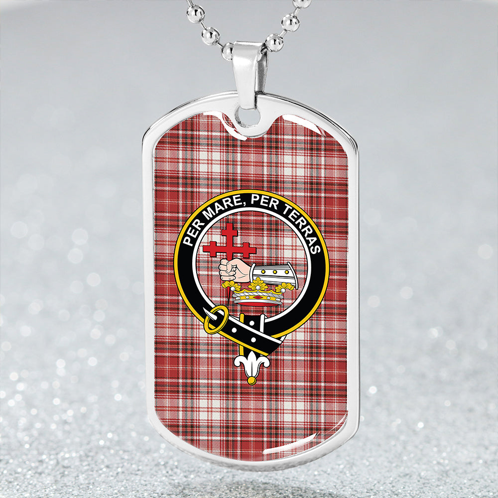 MacDougal Dress Weathered Clan Badge Classic Tartan Dog Tag Necklace