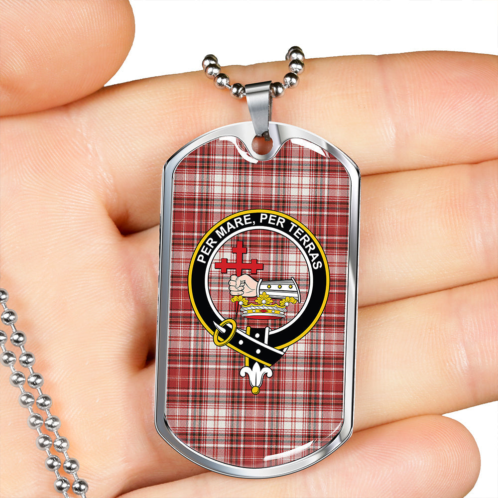 MacDougal Dress Weathered Clan Badge Classic Tartan Dog Tag Necklace