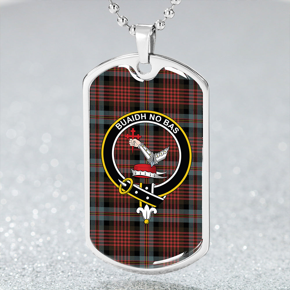 MacDougall William Weathered Clan Badge Classic Tartan Dog Tag Necklace