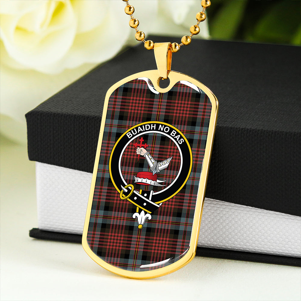 MacDougall William Weathered Clan Badge Classic Tartan Dog Tag Necklace