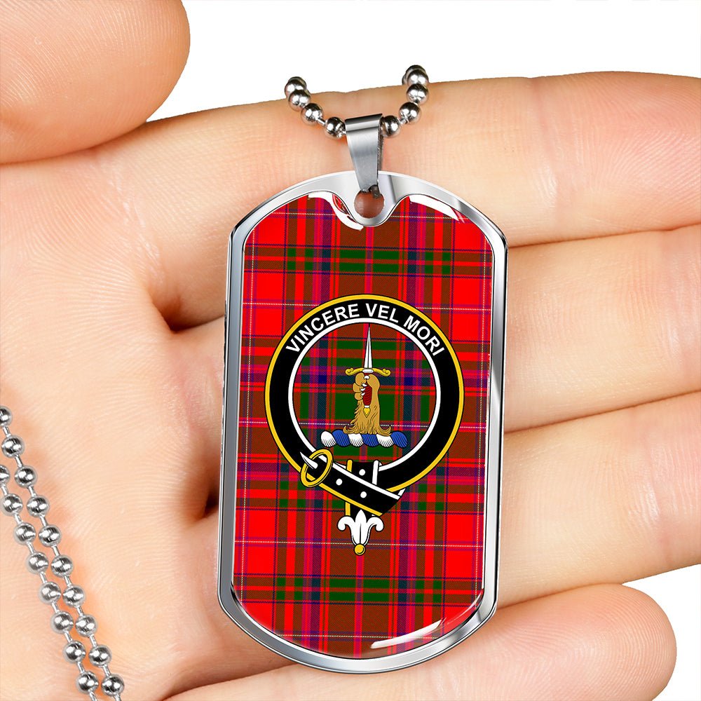 MacDowall Clan Badge Classic Tartan Dog Tag Necklace