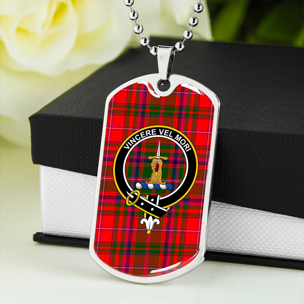 MacDowall Clan Badge Classic Tartan Dog Tag Necklace