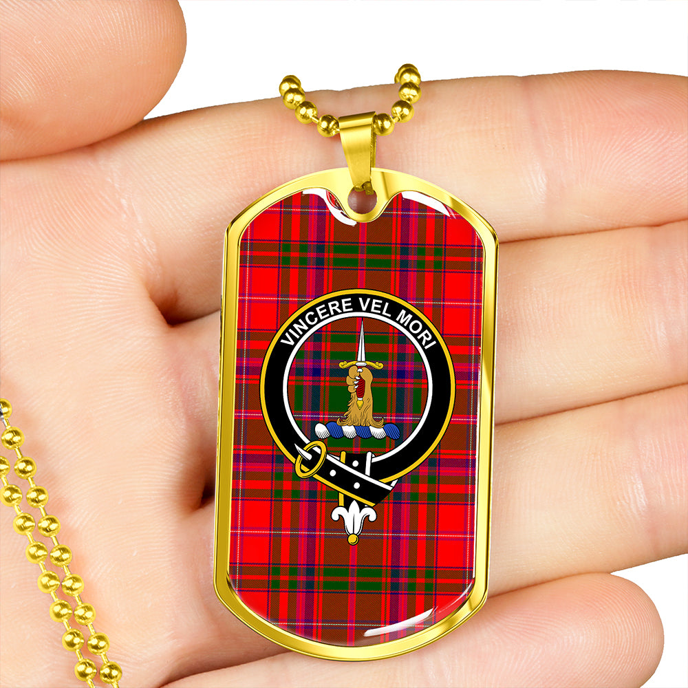 MacDowall Clan Badge Classic Tartan Dog Tag Necklace
