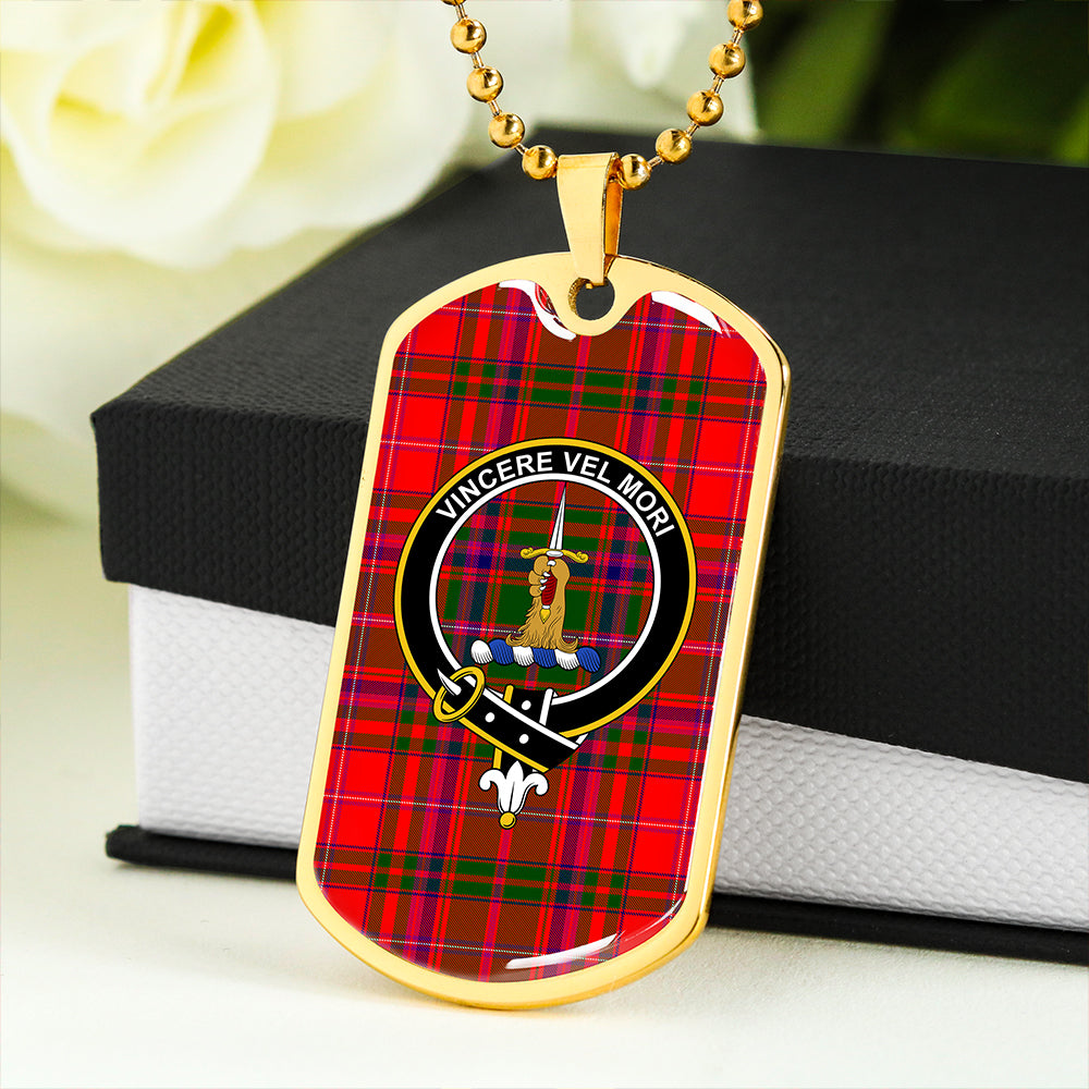 MacDowall Clan Badge Classic Tartan Dog Tag Necklace