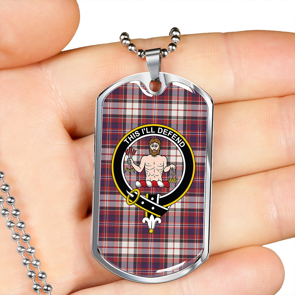 MacFarlane Dress Weathered Clan Badge Classic Tartan Dog Tag Necklace