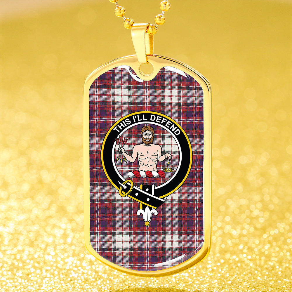 MacFarlane Dress Weathered Clan Badge Classic Tartan Dog Tag Necklace