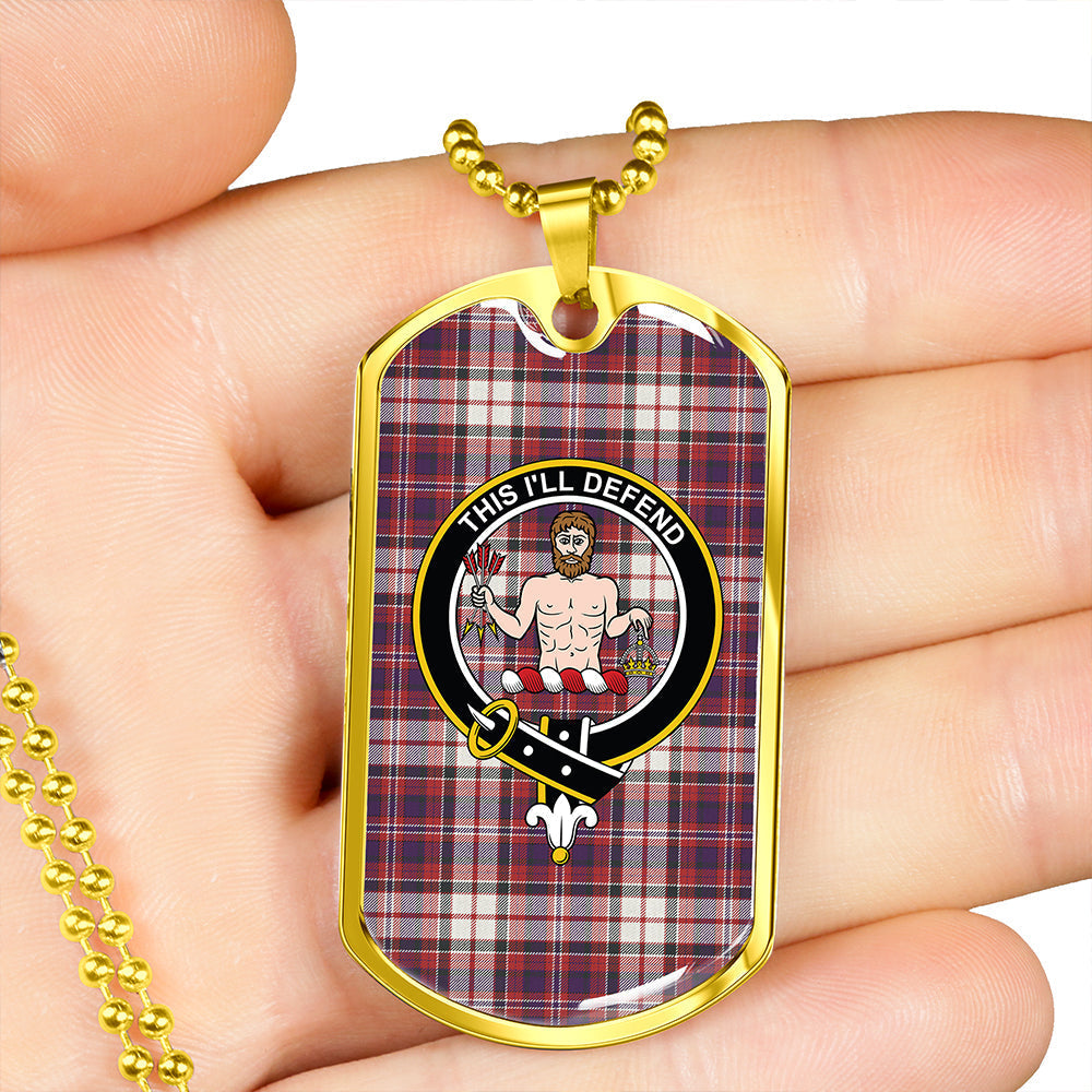 MacFarlane Dress Weathered Clan Badge Classic Tartan Dog Tag Necklace