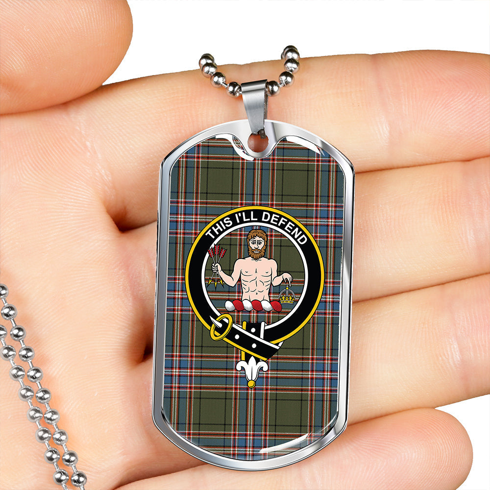 MacFarlane Hunting Ancient Clan Badge Classic Tartan Dog Tag Necklace