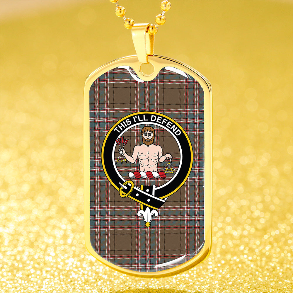 MacFarlane Hunting Weathered Clan Badge Classic Tartan Dog Tag Necklace