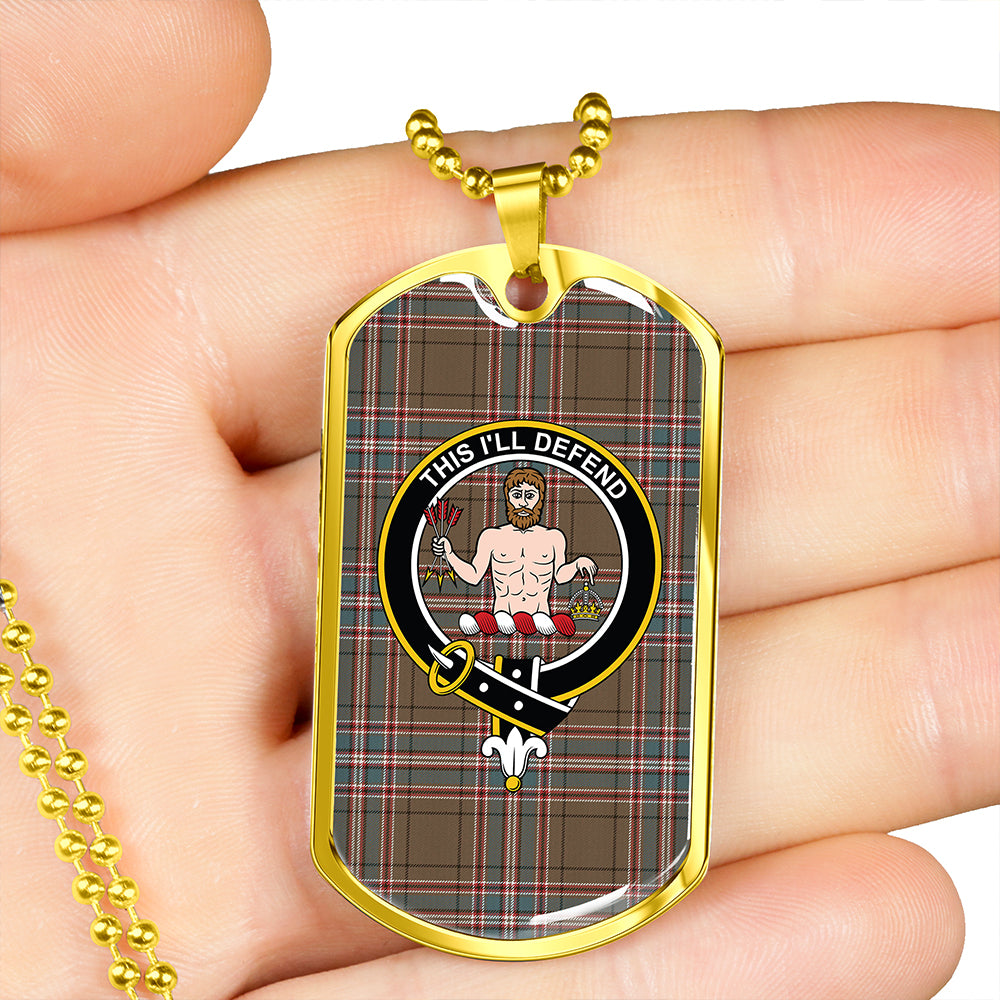 MacFarlane Hunting Weathered Clan Badge Classic Tartan Dog Tag Necklace