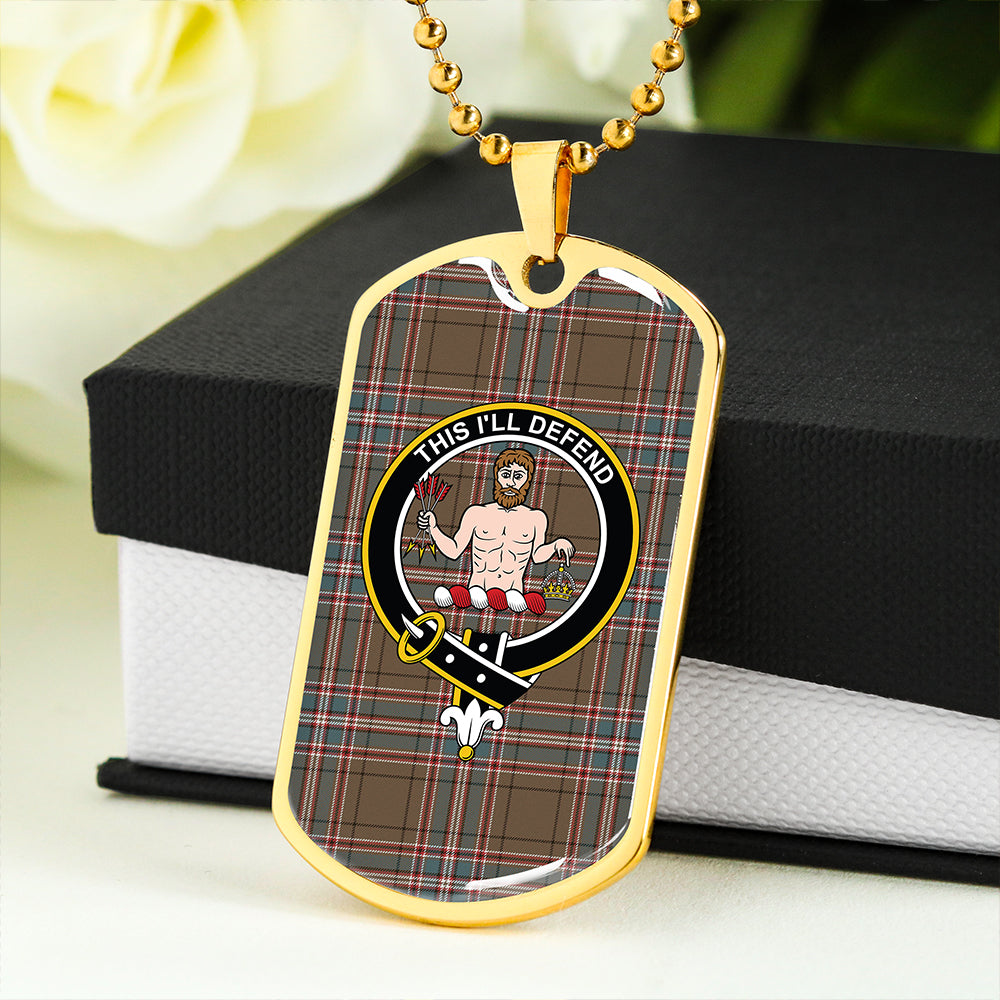 MacFarlane Hunting Weathered Clan Badge Classic Tartan Dog Tag Necklace