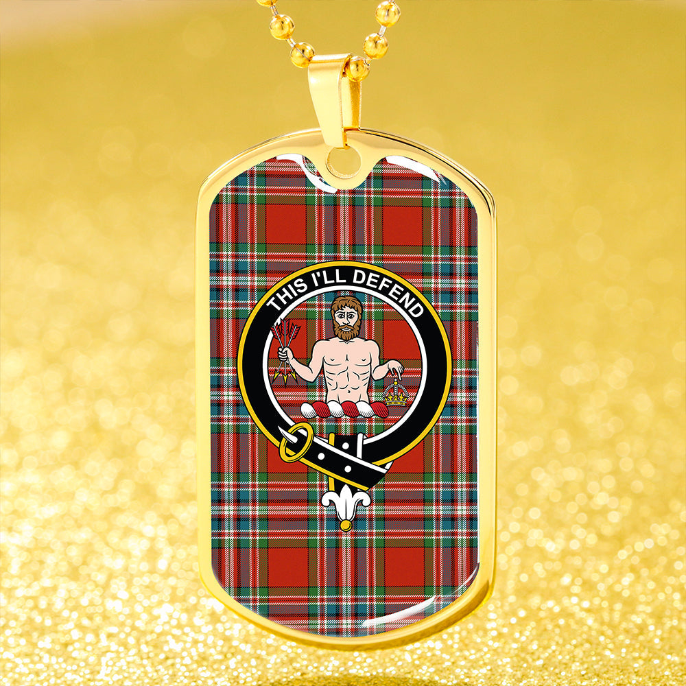 MacFarlane Red Ancient Clan Badge Classic Tartan Dog Tag Necklace