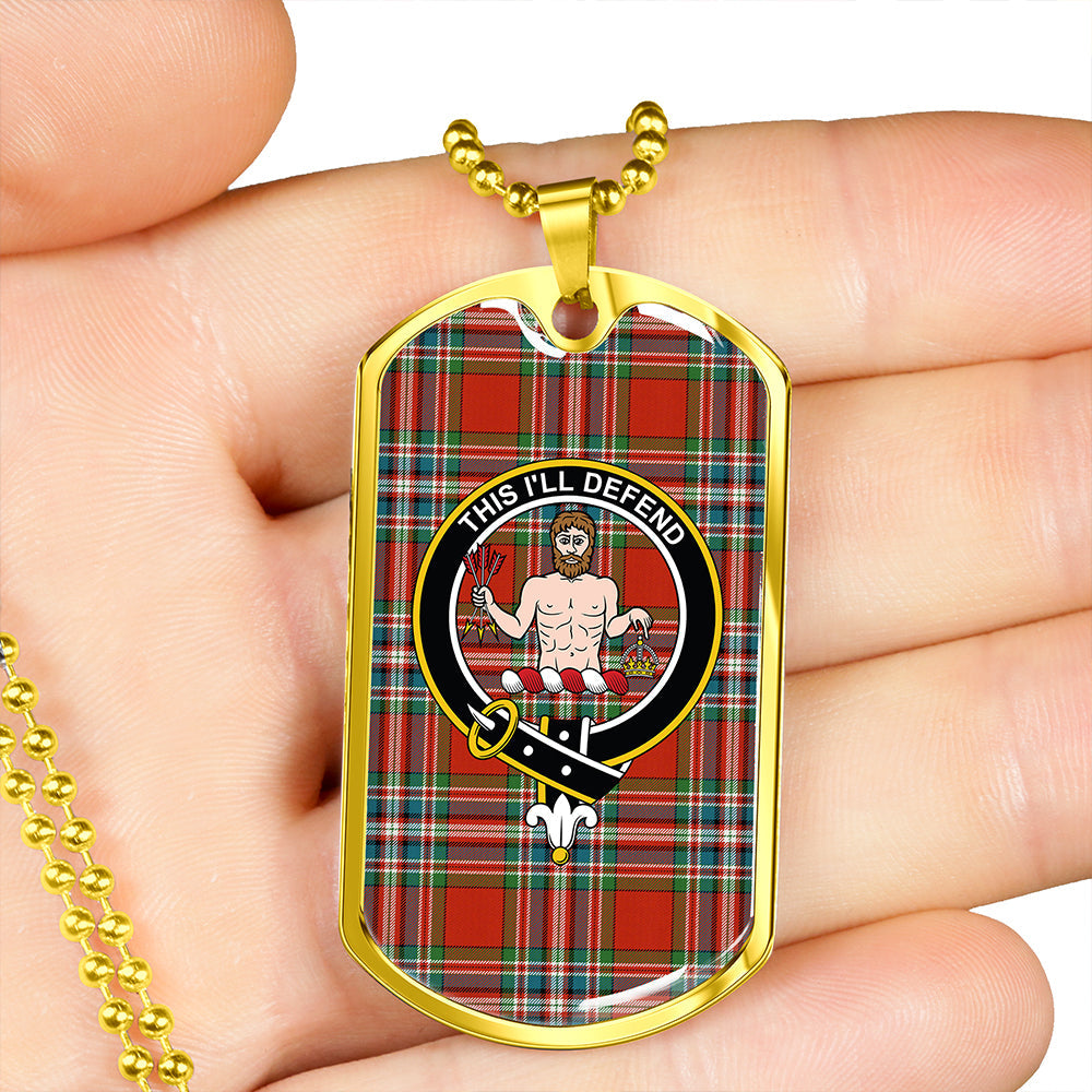 MacFarlane Red Ancient Clan Badge Classic Tartan Dog Tag Necklace