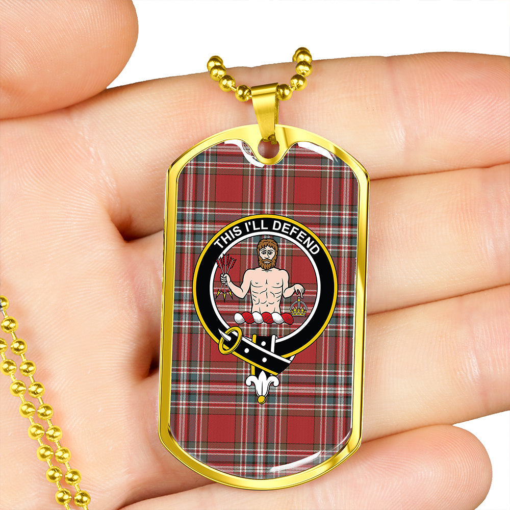 MacFarlane Red Weathered Clan Badge Classic Tartan Dog Tag Necklace