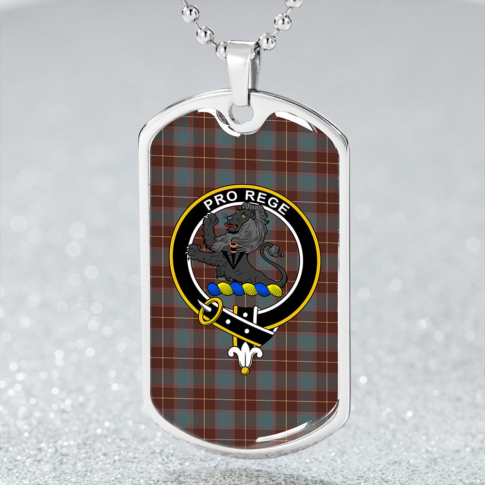 MacFie Hunting (MacPhee Hunting) Weathered Clan Badge Classic Tartan Dog Tag Necklace