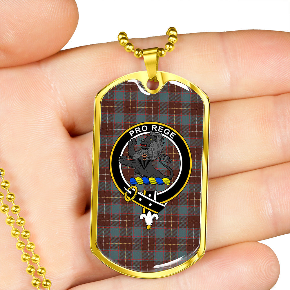 MacFie Hunting (MacPhee Hunting) Weathered Clan Badge Classic Tartan Dog Tag Necklace