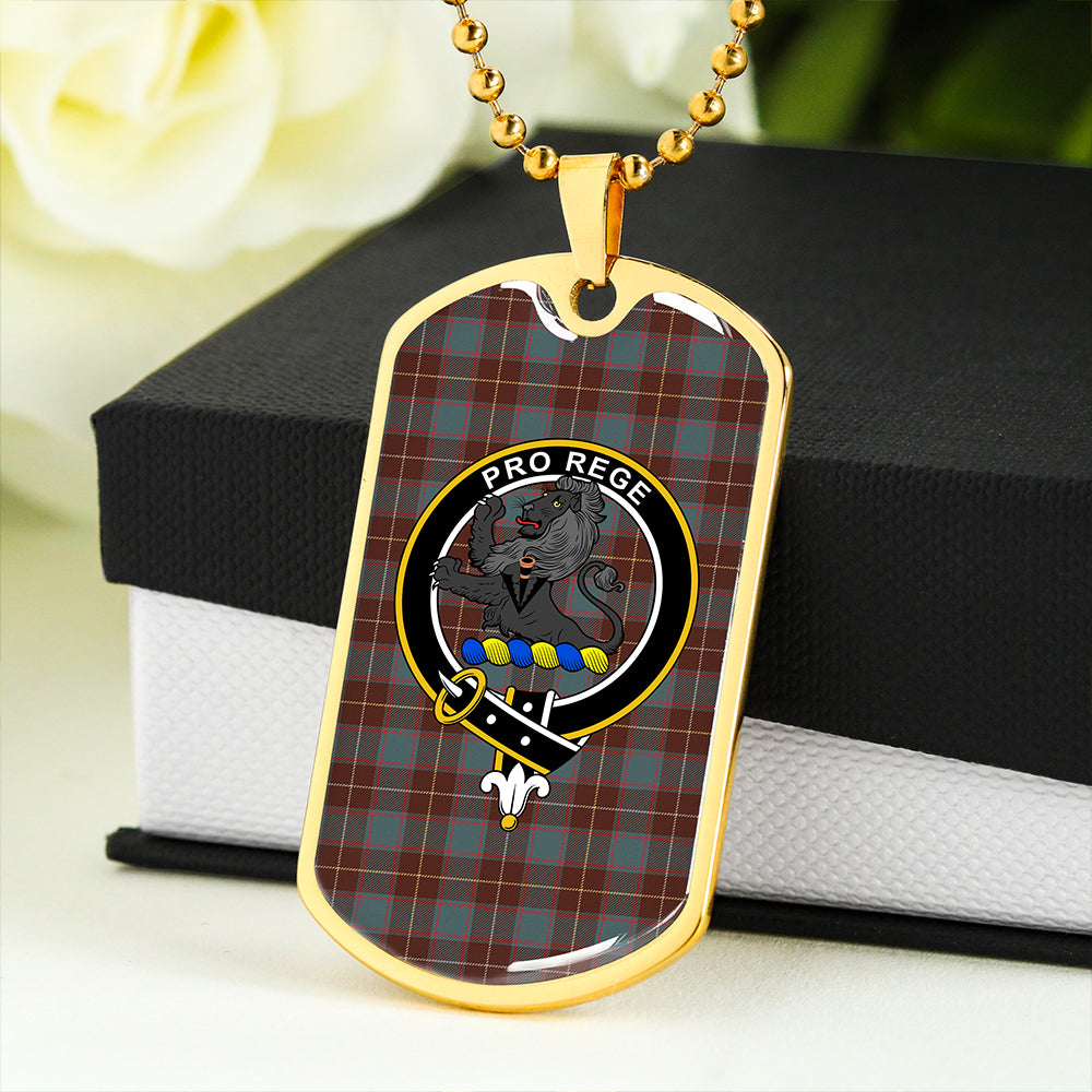 MacFie Hunting (MacPhee Hunting) Weathered Clan Badge Classic Tartan Dog Tag Necklace