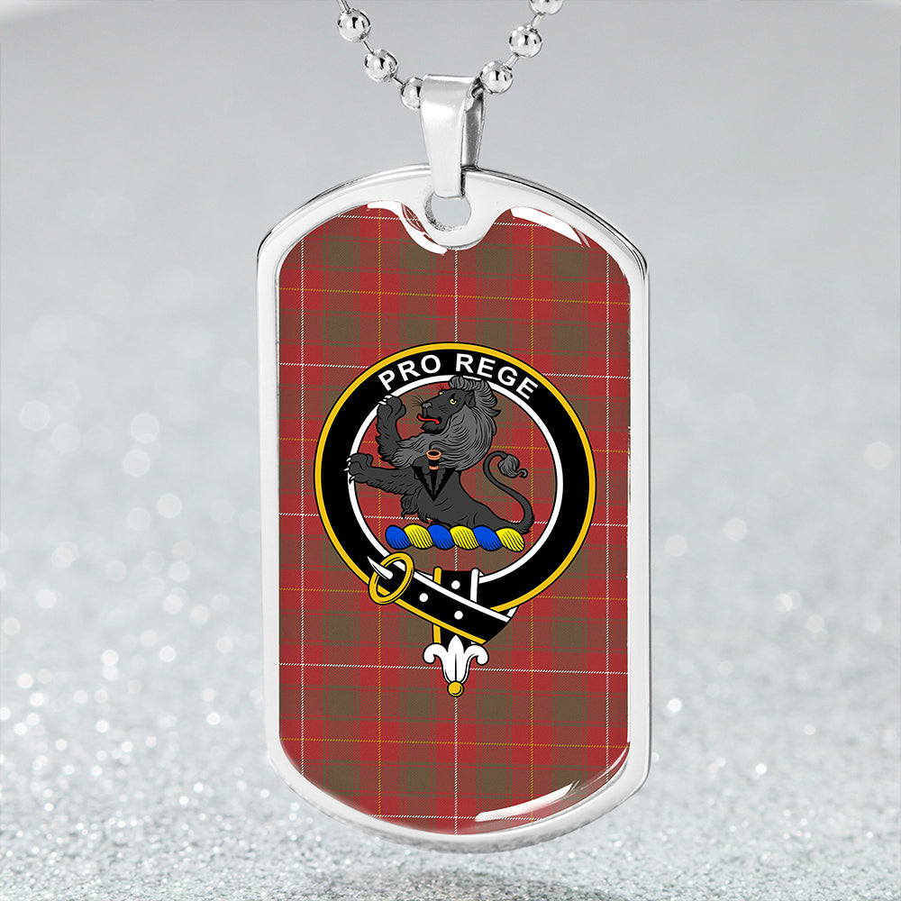 MacFie (MacPhee) Weathered Clan Badge Classic Tartan Dog Tag Necklace