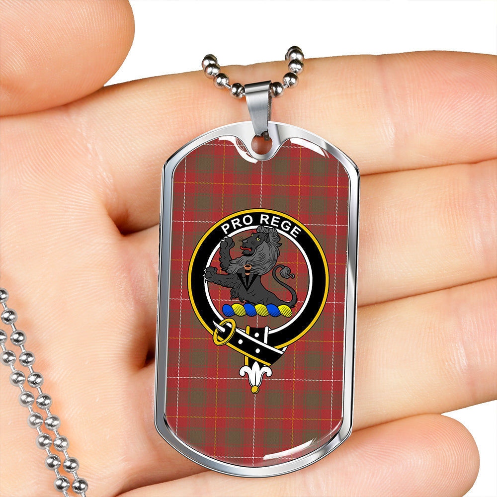 MacFie (MacPhee) Weathered Clan Badge Classic Tartan Dog Tag Necklace