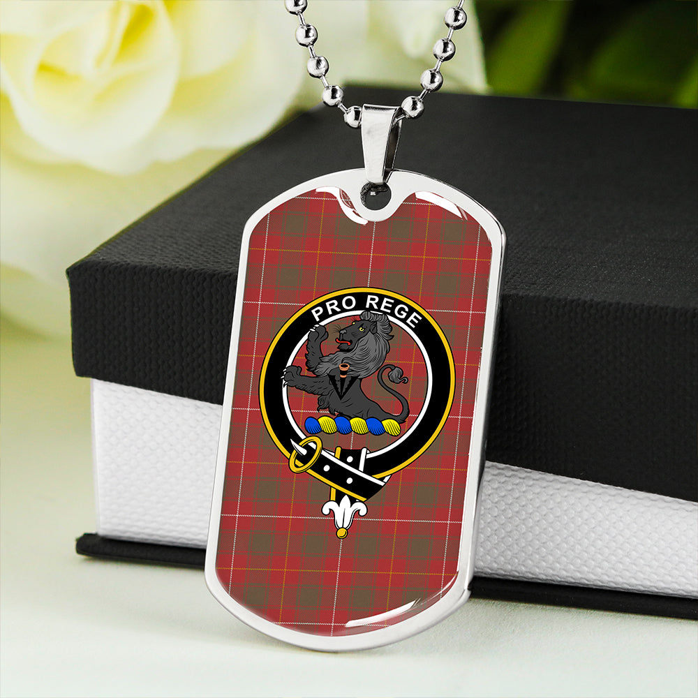 MacFie (MacPhee) Weathered Clan Badge Classic Tartan Dog Tag Necklace