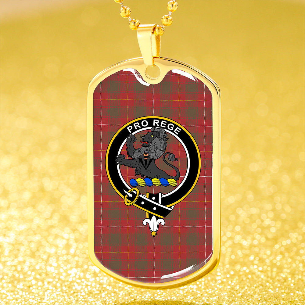 MacFie (MacPhee) Weathered Clan Badge Classic Tartan Dog Tag Necklace