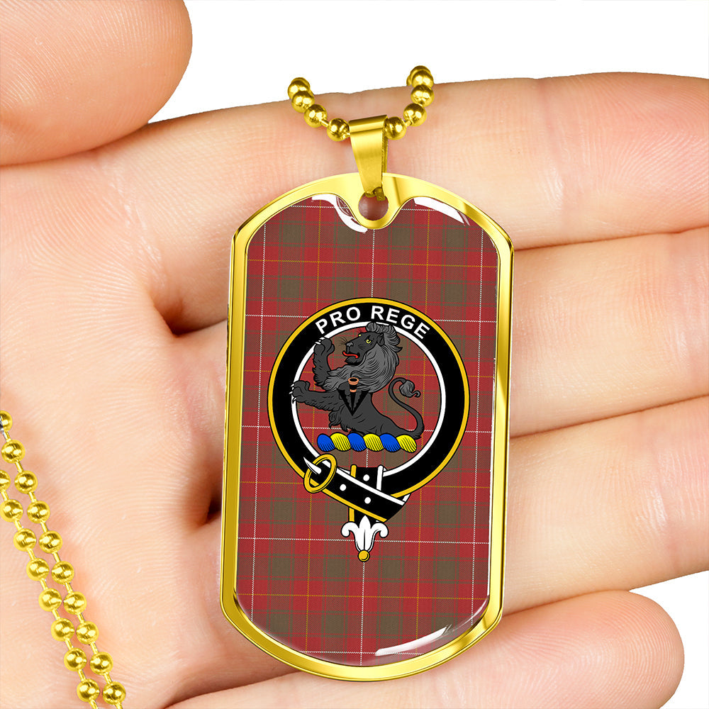 MacFie (MacPhee) Weathered Clan Badge Classic Tartan Dog Tag Necklace
