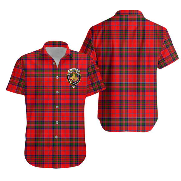 Scottish Tartan MacGillivray Modern Clan Short Sleeve Casual Shirt Crest Style