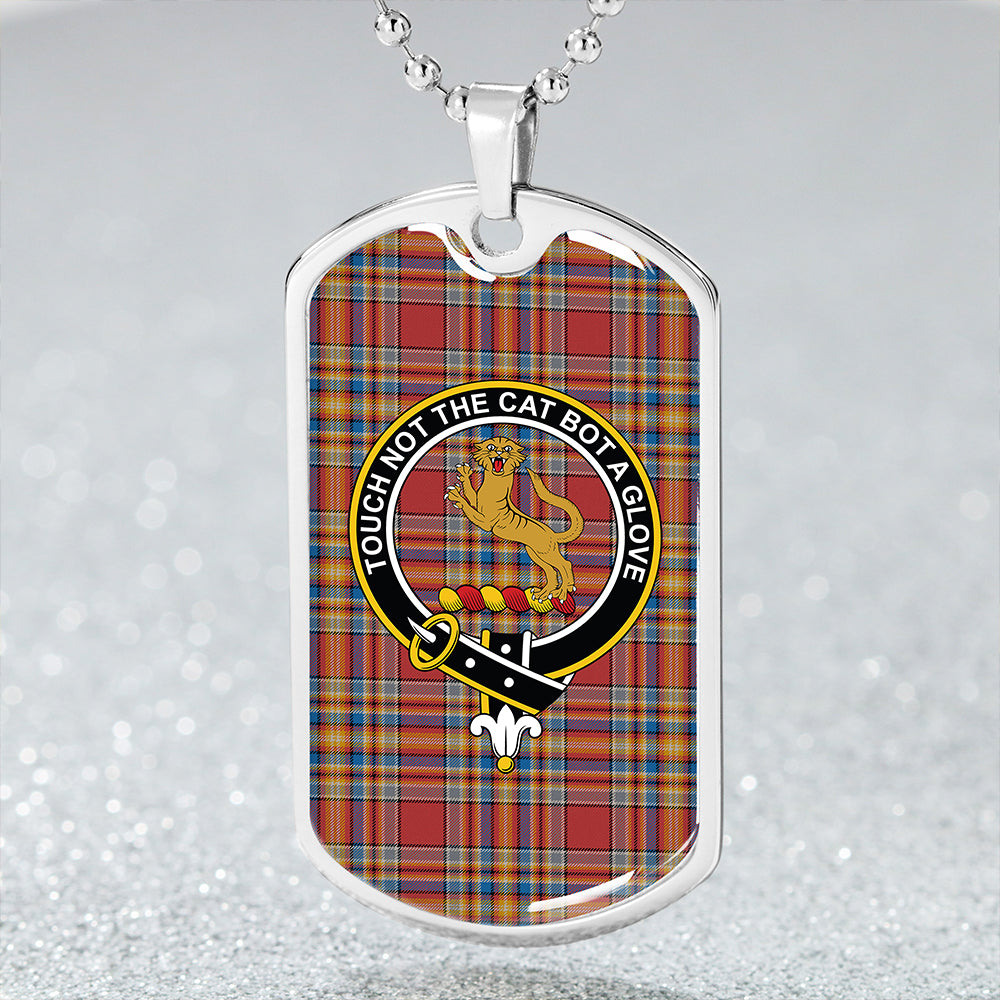 MacGlashan Breacan Glas Ancient Clan Badge Classic Tartan Dog Tag Necklace