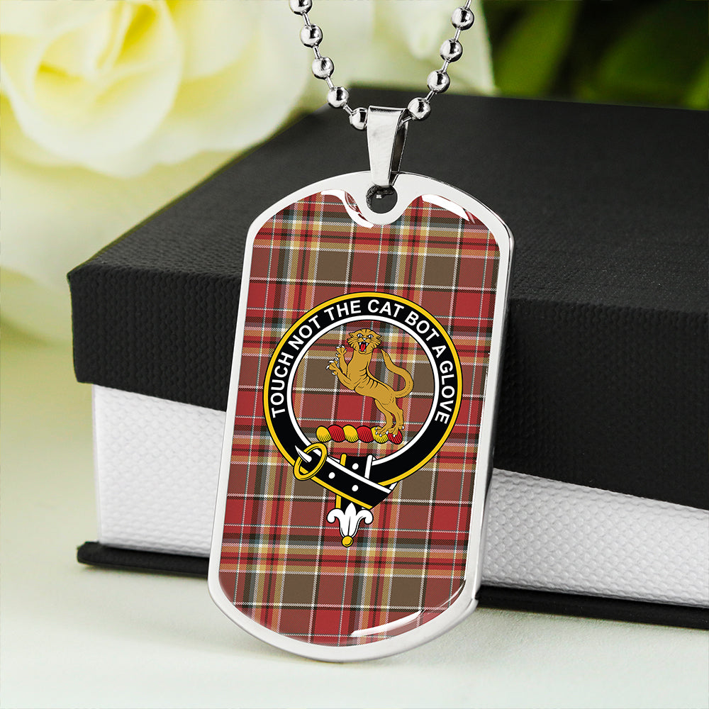 MacGlashan Weathered Clan Badge Classic Tartan Dog Tag Necklace