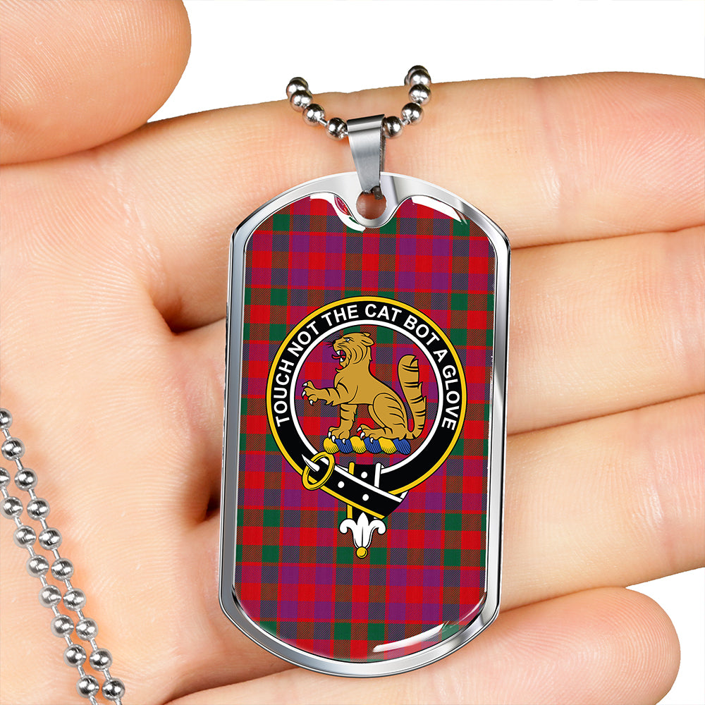 MacGowan Portrait (Gow Portrait) Modern Clan Badge Classic Tartan Dog Tag Necklace