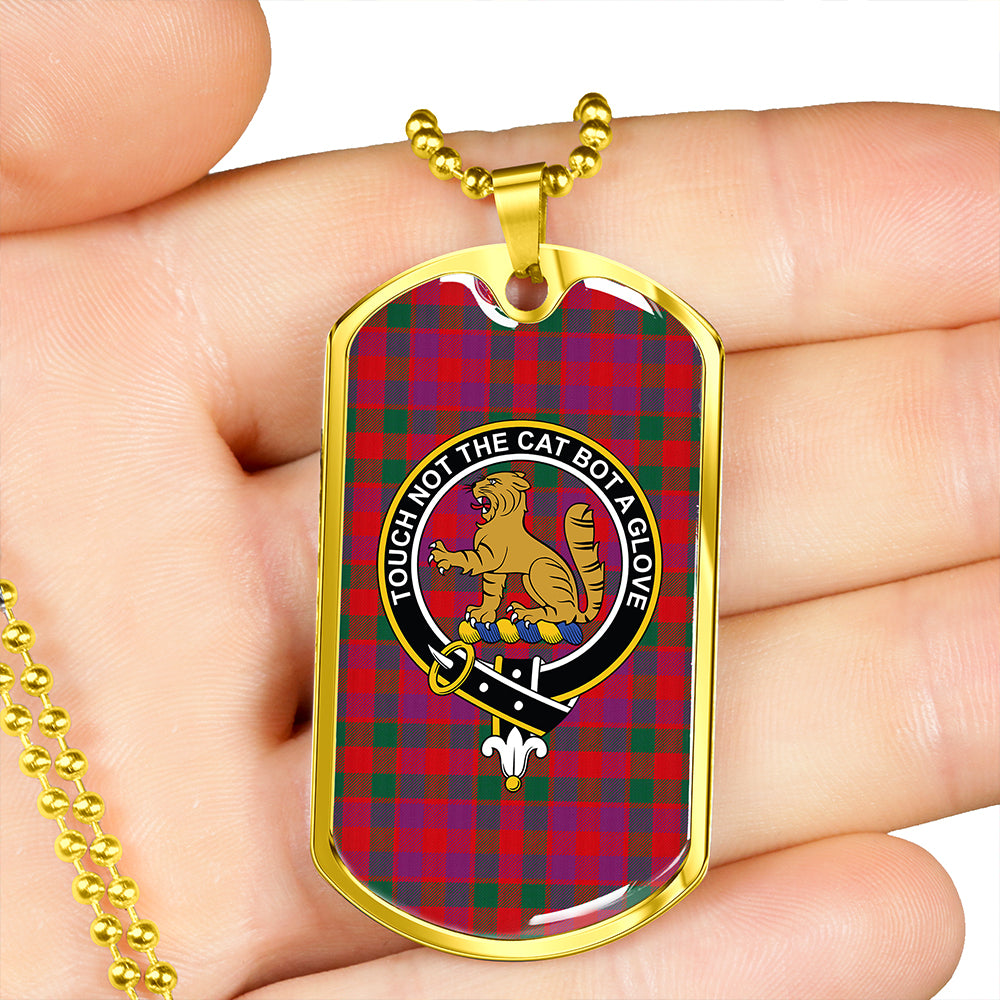 MacGowan Portrait (Gow Portrait) Modern Clan Badge Classic Tartan Dog Tag Necklace