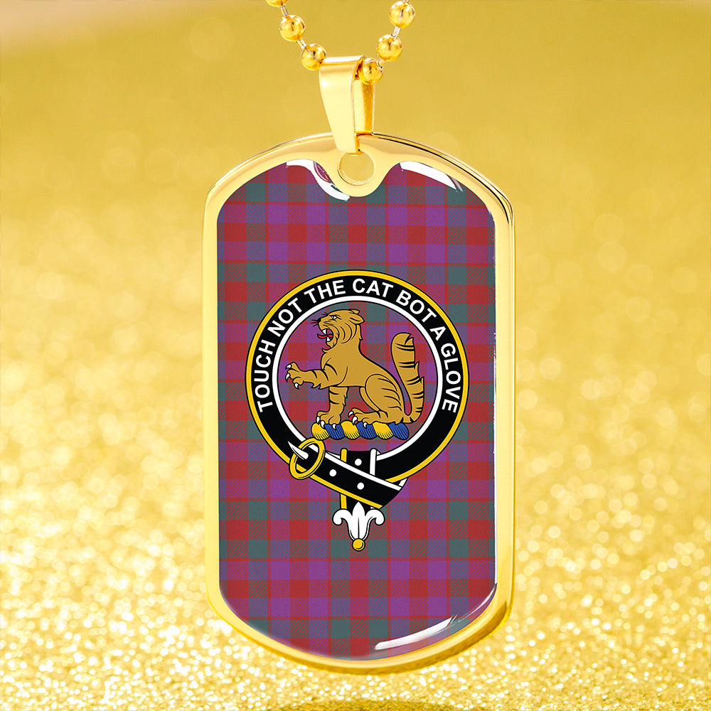 MacGowan Portrait (Gow Portrait) Weathered Clan Badge Classic Tartan Dog Tag Necklace