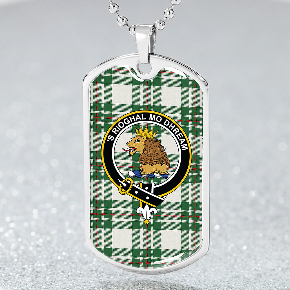 MacGregor Dress Green (Gregor Dress Green) Modern Clan Badge Classic Tartan Dog Tag Necklace