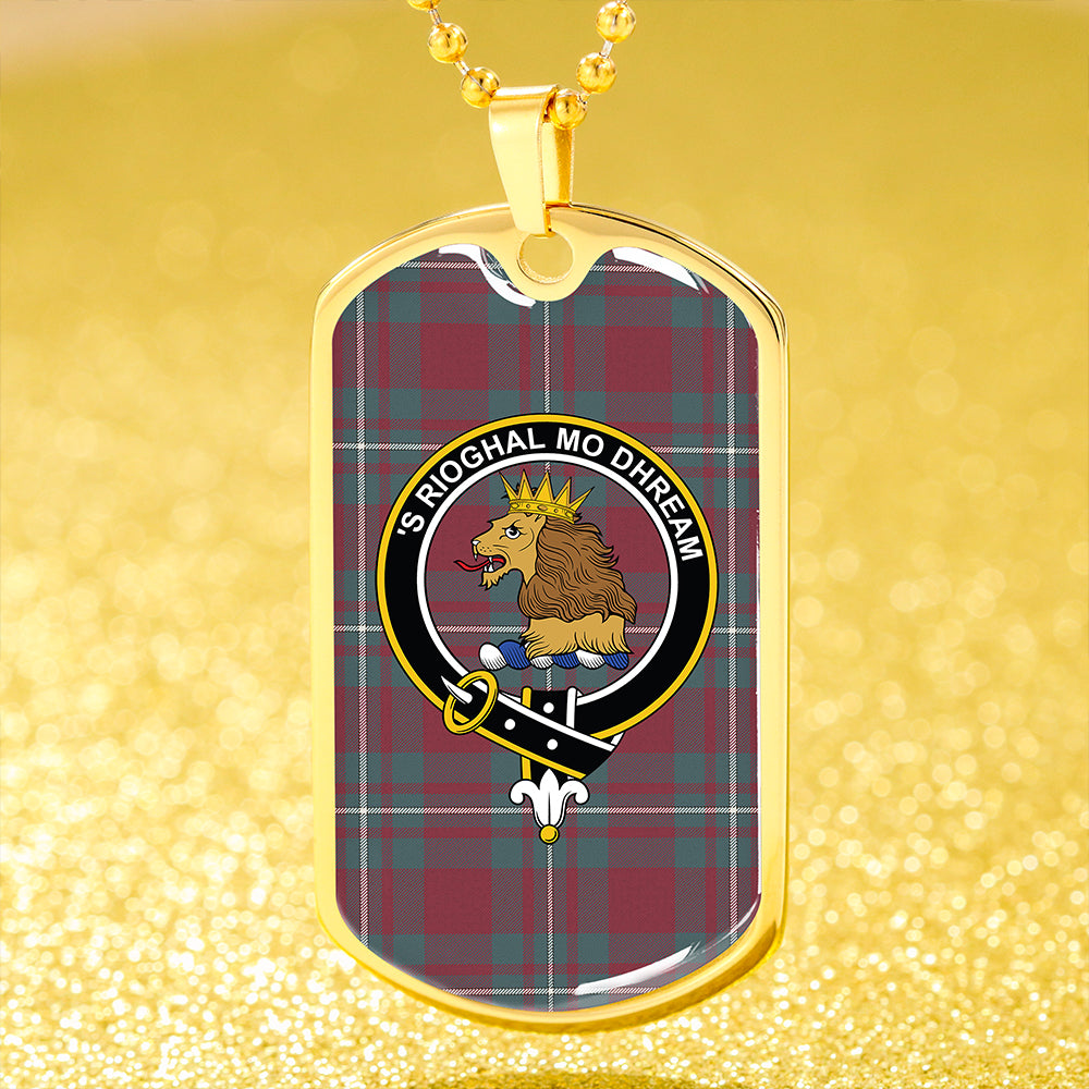 MacGregor Hunting (Gregor Hunting) Weathered Clan Badge Classic Tartan Dog Tag Necklace