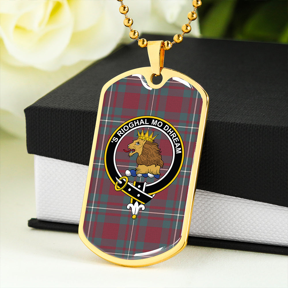 MacGregor Hunting (Gregor Hunting) Weathered Clan Badge Classic Tartan Dog Tag Necklace