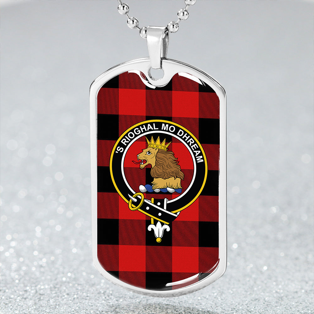 MacGregor Rob Roy (Gregor Red & Black) Modern Clan Badge Classic Tartan Dog Tag Necklace
