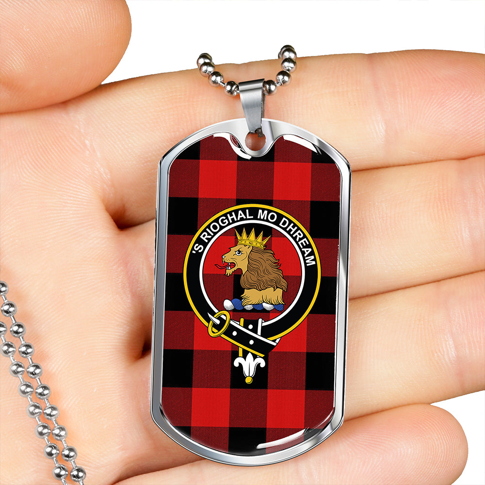 MacGregor Rob Roy (Gregor Red & Black) Modern Clan Badge Classic Tartan Dog Tag Necklace