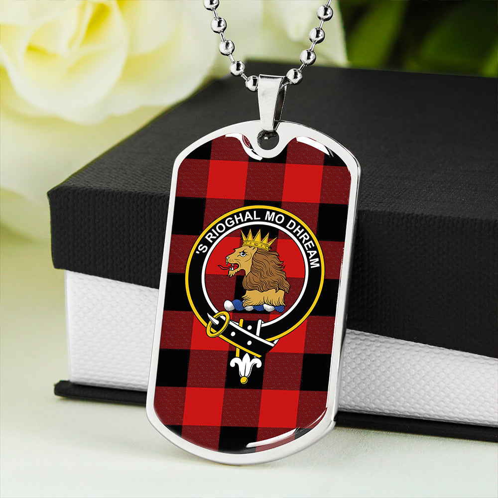 MacGregor Rob Roy (Gregor Red & Black) Modern Clan Badge Classic Tartan Dog Tag Necklace