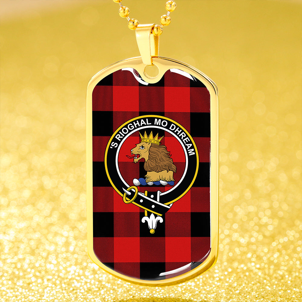 MacGregor Rob Roy (Gregor Red & Black) Modern Clan Badge Classic Tartan Dog Tag Necklace