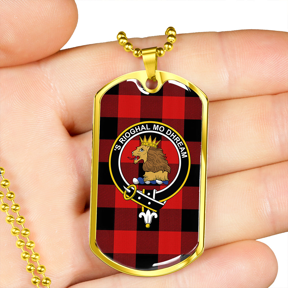 MacGregor Rob Roy (Gregor Red & Black) Modern Clan Badge Classic Tartan Dog Tag Necklace