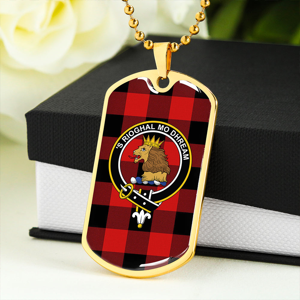 MacGregor Rob Roy (Gregor Red & Black) Modern Clan Badge Classic Tartan Dog Tag Necklace