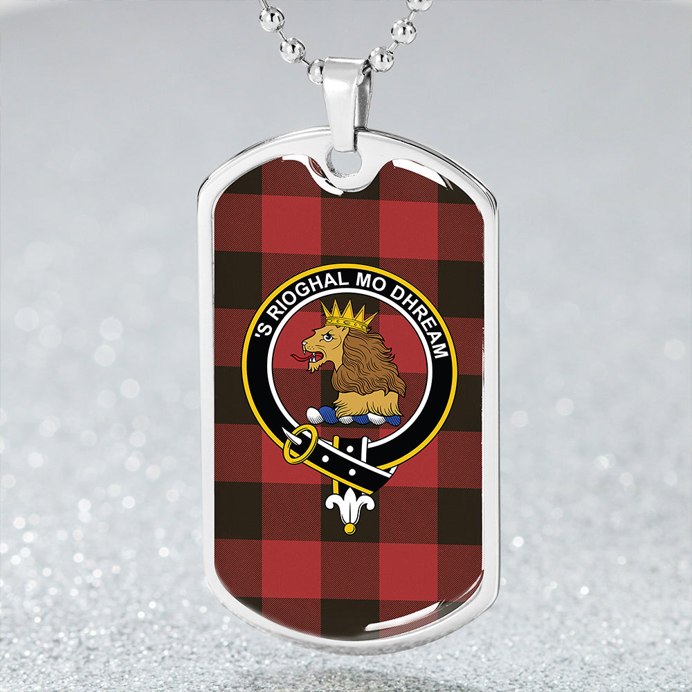 MacGregor Rob Roy (Gregor Red & Black) Weathered Clan Badge Classic Tartan Dog Tag Necklace