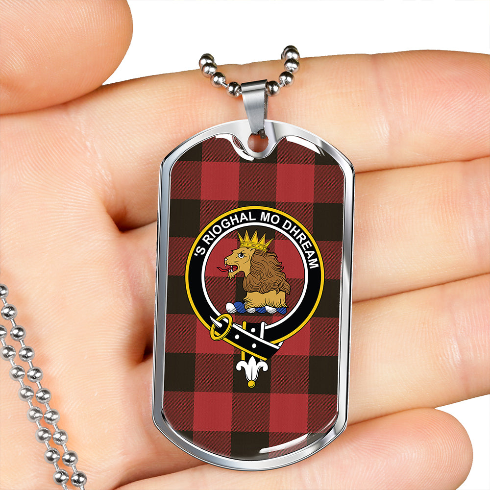 MacGregor Rob Roy (Gregor Red & Black) Weathered Clan Badge Classic Tartan Dog Tag Necklace