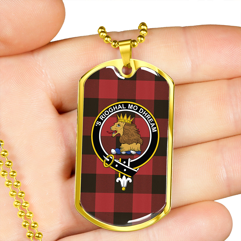 MacGregor Rob Roy (Gregor Red & Black) Weathered Clan Badge Classic Tartan Dog Tag Necklace
