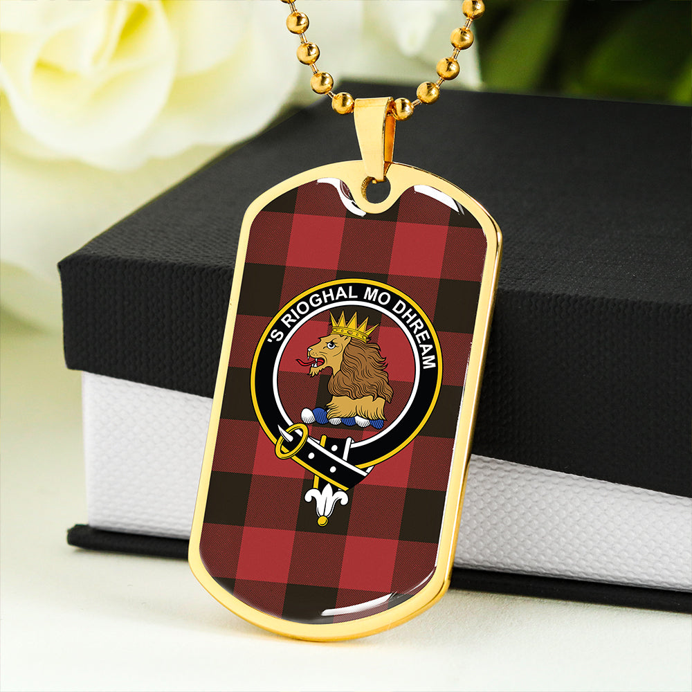 MacGregor Rob Roy (Gregor Red & Black) Weathered Clan Badge Classic Tartan Dog Tag Necklace