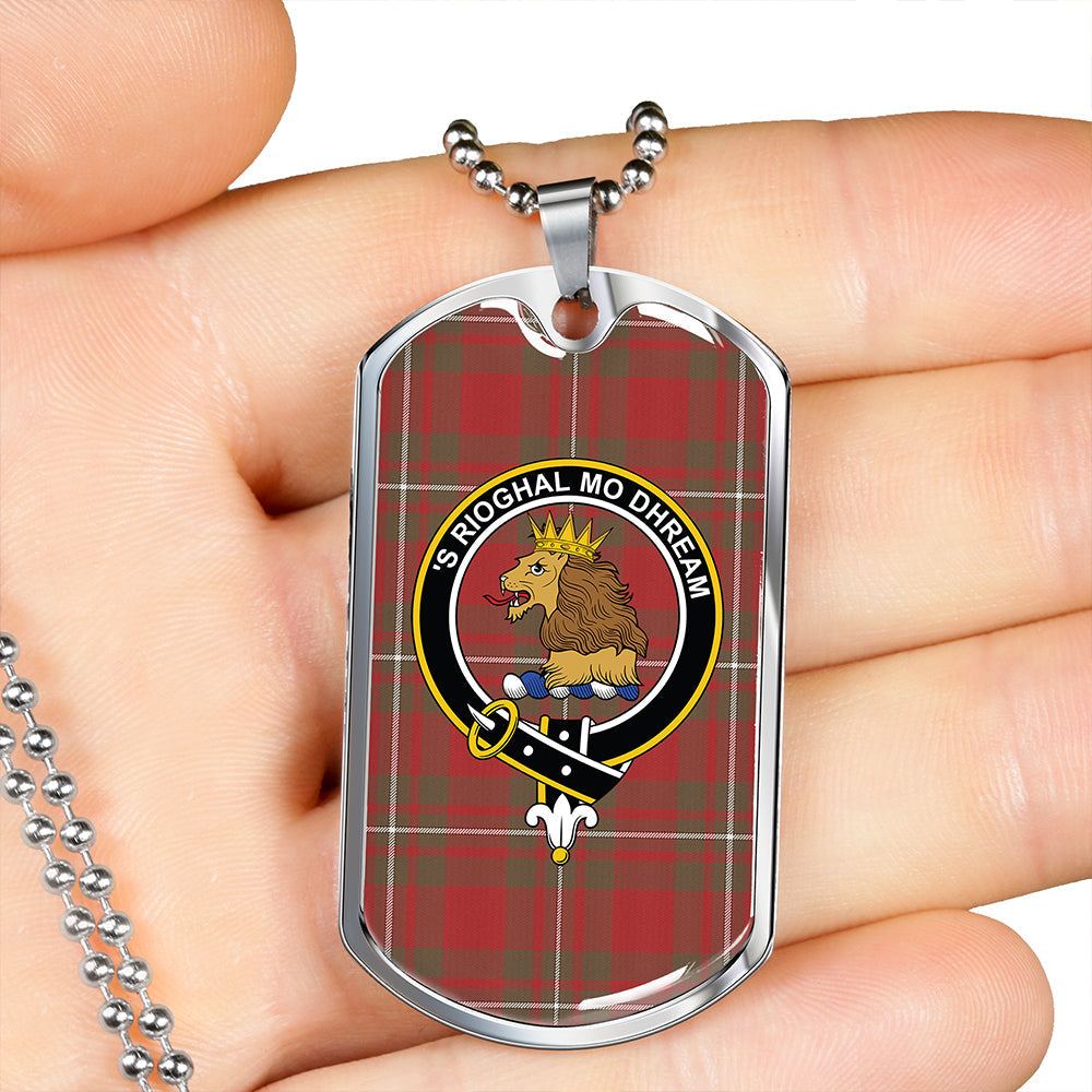 MacGregor (Gregor) Weathered Clan Badge Classic Tartan Dog Tag Necklace